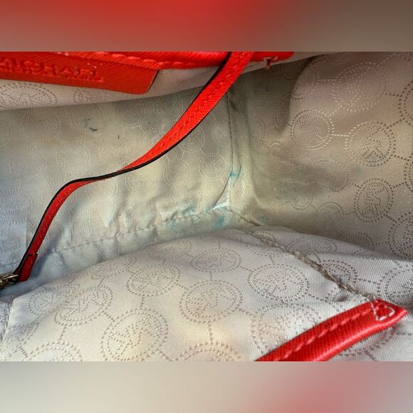 Michael Kors Red Medium Saffiano Leather Convertible Satchel Shoulder purse - Picture 13 of 16